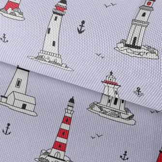Lighthouse And Flying Seagulls Waterproof Oxford