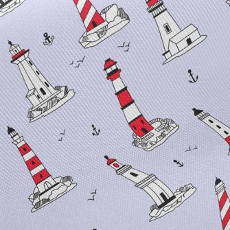 Lighthouse And Flying Seagulls Twill