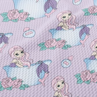 Beautiful Mermaid Takes A Bath Birdseye Piqué