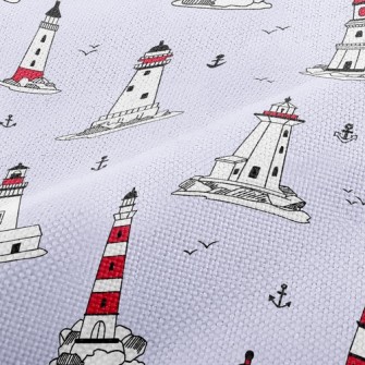 Lighthouse And Flying Seagulls Performance Linen