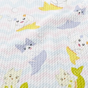 Wavy Mermaid Cat And Dog Birdseye Piqué