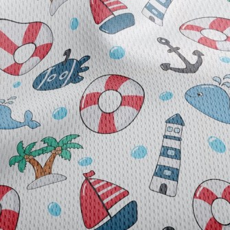 Summer Ocean Style Athletic Mesh Flat Back