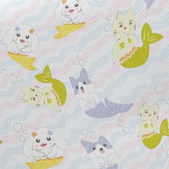Wavy Mermaid Cat And Dog Twill