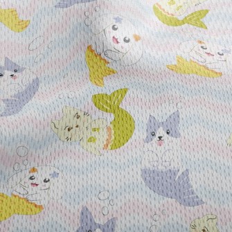 Wavy Mermaid Cat And Dog Athletic Mesh Flat Back