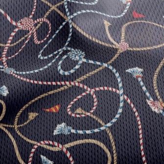 Striped Braided Rope Athletic Mesh Flat Back