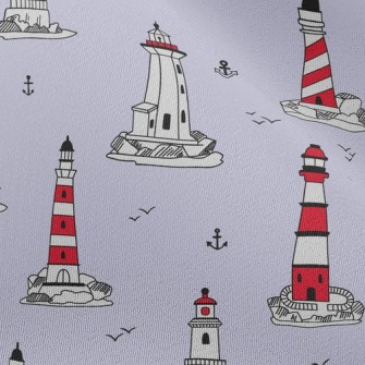 Lighthouse And Flying Seagulls Chiffon