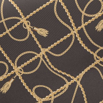 Gold Beaded Chain Twill