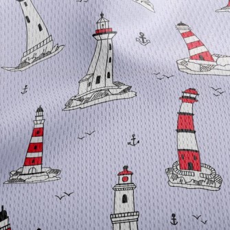 Lighthouse And Flying Seagulls Athletic Mesh Flat Back