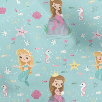 Playful Seahorse Mermaid Princ Micro Fleece