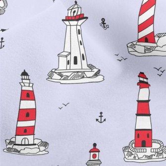 Lighthouse And Flying Seagulls Micro Fleece