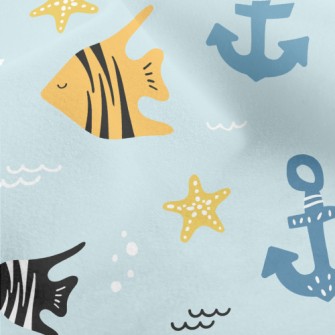 Striped Fish And Anchor Micro Fleece