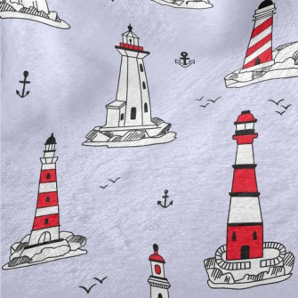 Lighthouse And Flying Seagulls Minky