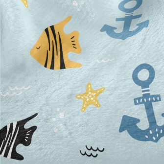 Striped Fish And Anchor Minky
