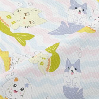 Wavy Mermaid Cat And Dog Piqué