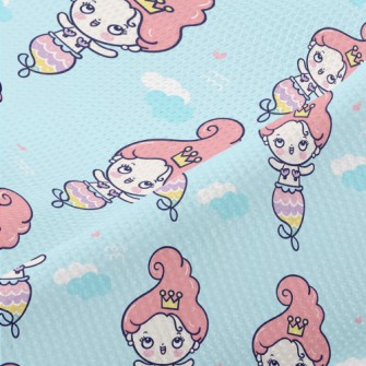 Cartoon Funny Mermaid Princess Piqué