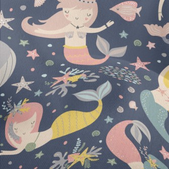 Whale And Mermaid Family Lightweight Performance Linen