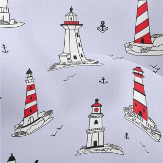 Lighthouse And Flying Seagulls Lightweight Performance Linen