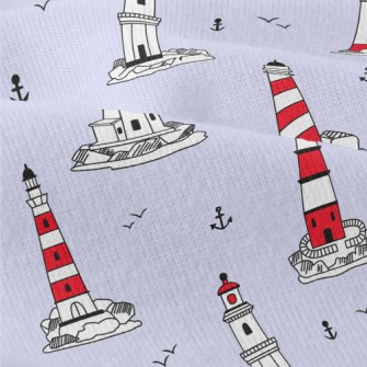 Lighthouse And Flying Seagulls Modern Jersey