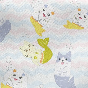 Wavy Mermaid Cat And Dog Jersey Backed Fleece
