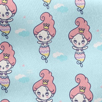 Cartoon Funny Mermaid Princess Jersey Backed Fleece