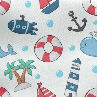 Summer Ocean Style Jersey Backed Fleece