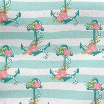 Rose Flower Anchor Jersey Backed Fleece