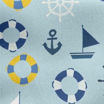 Sailboat Lifebuoy Jersey Backed Fleece