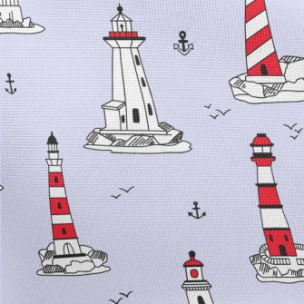 Lighthouse And Flying Seagulls Pongee