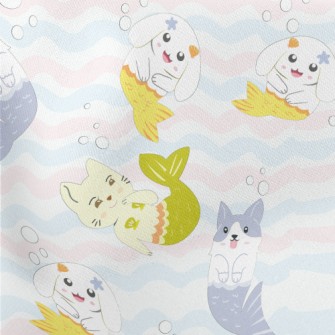Wavy Mermaid Cat And Dog Lightweight Cotton Poplin