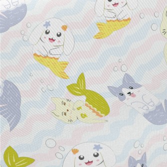 Wavy Mermaid Cat And Dog Midweight Cotton Poplin