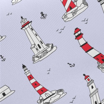 Lighthouse And Flying Seagulls Midweight Cotton Poplin