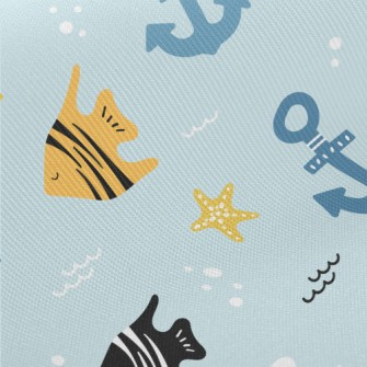 Striped Fish And Anchor Midweight Cotton Poplin
