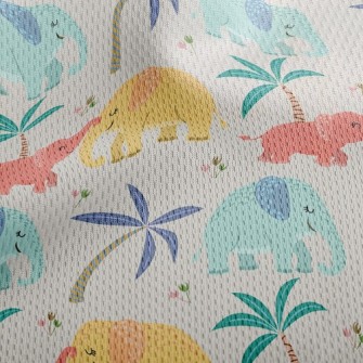 Cute Elephant Family Athletic Mesh Flat Back