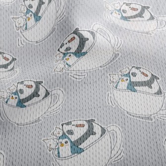 Coffee Cup Panda Penguin Athletic Mesh Flat Back