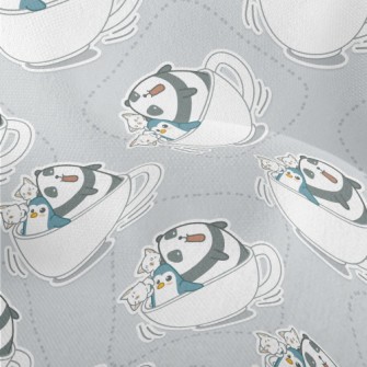 Coffee Cup Panda Penguin Lightweight Performance Linen