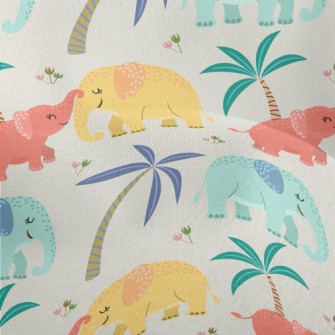 Cute Elephant Family Lightweight Performance Linen