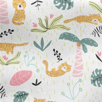 Coconut Tree Cheetah Jersey Backed Fleece