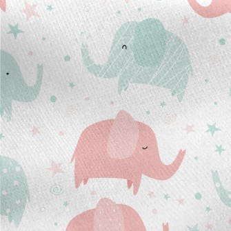 Pastel Elephant Jersey Backed Fleece