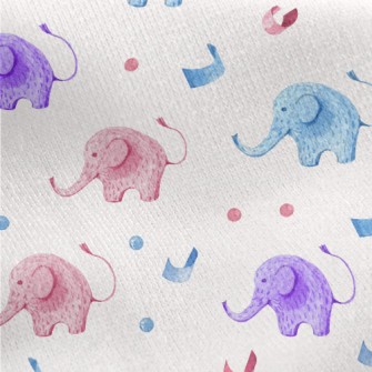 Ribbon Elephant Jersey Backed Fleece