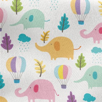 Hot Air Balloon Elephant Jersey Backed Fleece