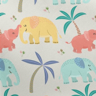 Cute Elephant Family Pongee