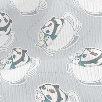 Coffee Cup Panda Penguin Stretch Jersey