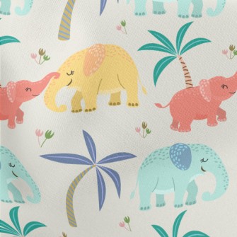 Cute Elephant Family Lightweight Cotton Poplin