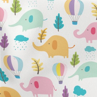 Hot Air Balloon Elephant Lightweight Cotton Poplin