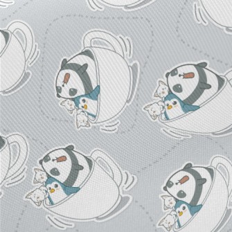 Coffee Cup Panda Penguin Midweight Cotton Poplin