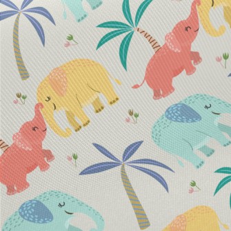 Cute Elephant Family Midweight Cotton Poplin