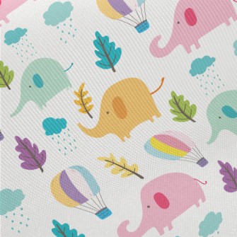 Hot Air Balloon Elephant Midweight Cotton Poplin