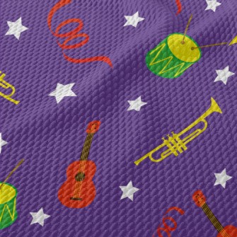 Colorful Cartoon Musical Instr Birdseye Piqué