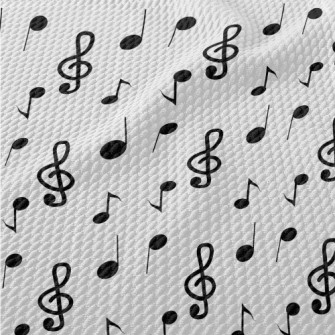 Hand Drawn Black Musical Notes Birdseye Piqué
