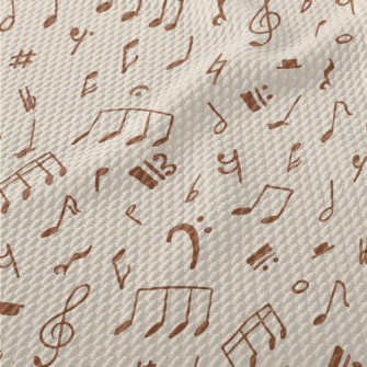 Brown Musical Note Graffiti Birdseye Piqué